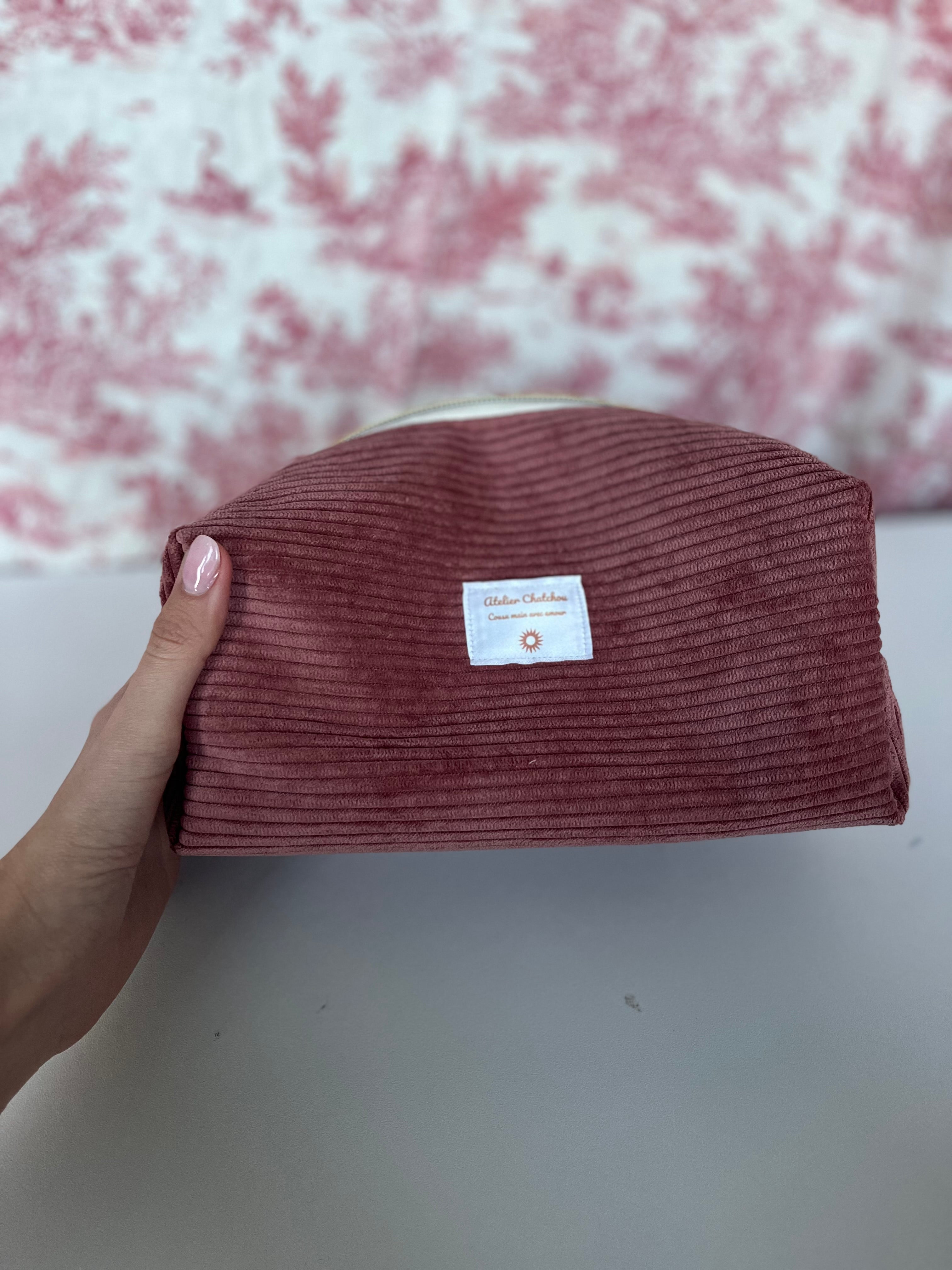 Trousse de toilette velours cotelé