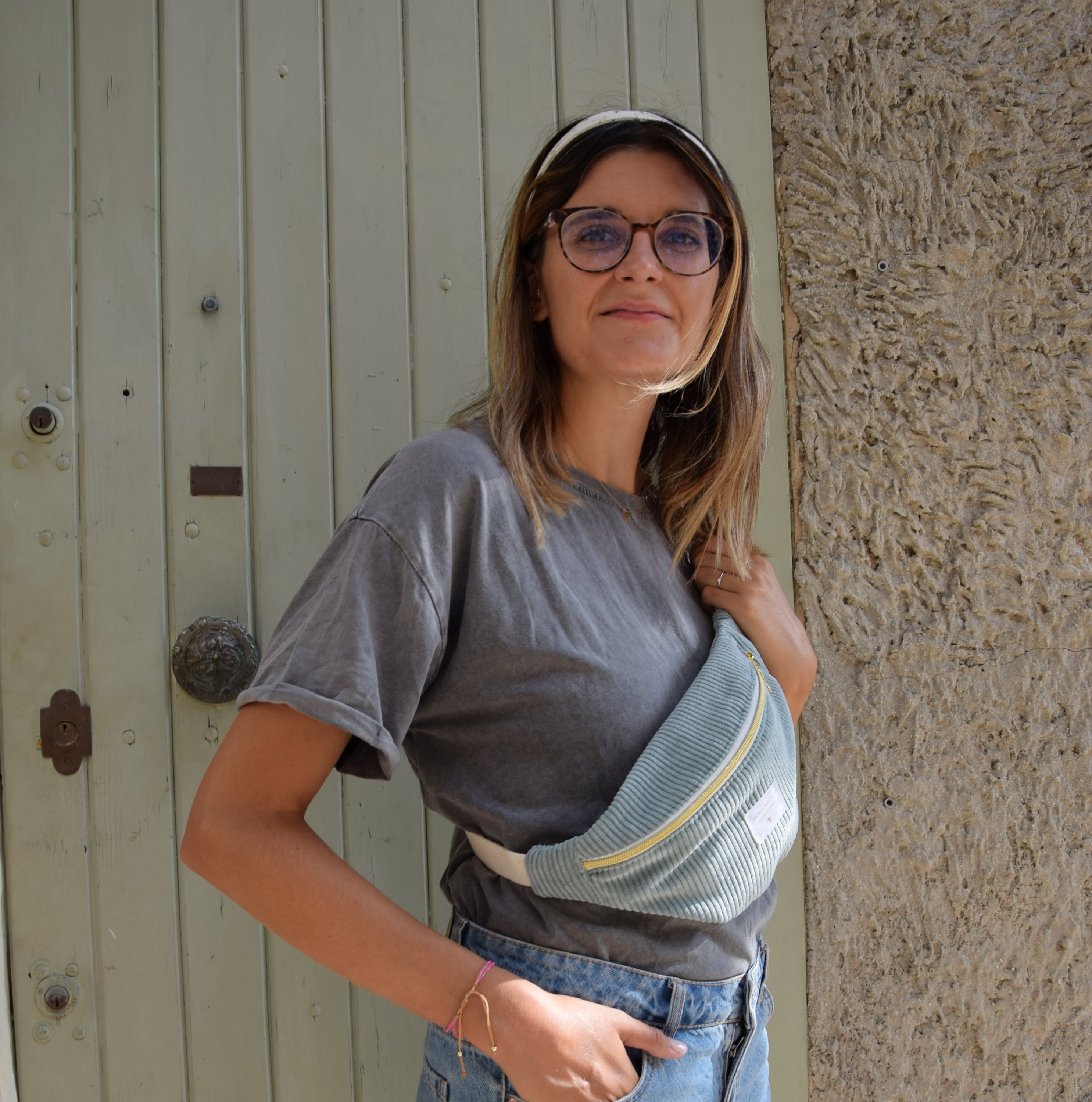 Sac banane en velours pour femme 