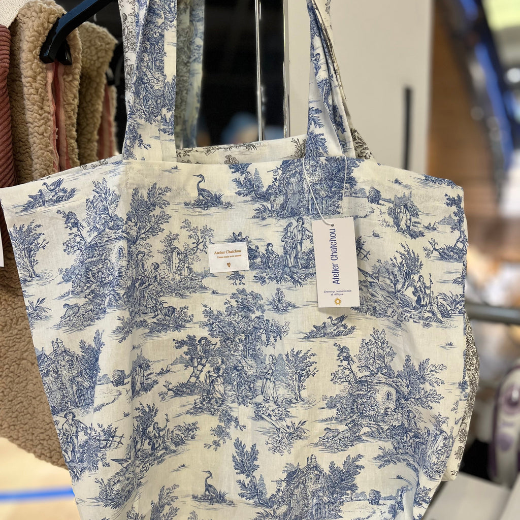 totebag toile de jouy rouge