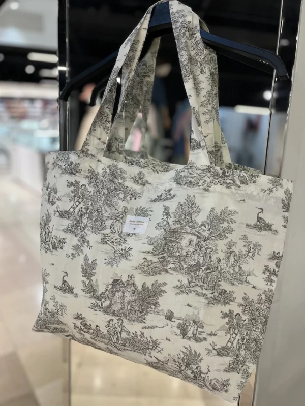 Totebag toile de jouy gris femme