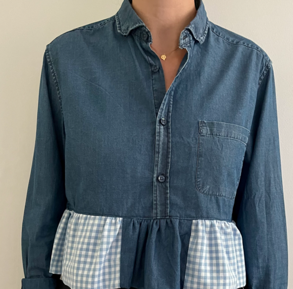 blouse en jean à volants