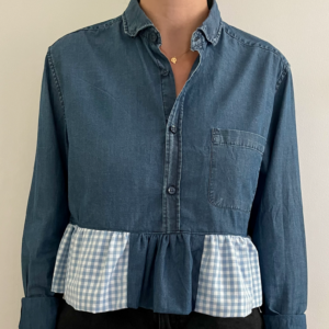 blouse en jean à volants