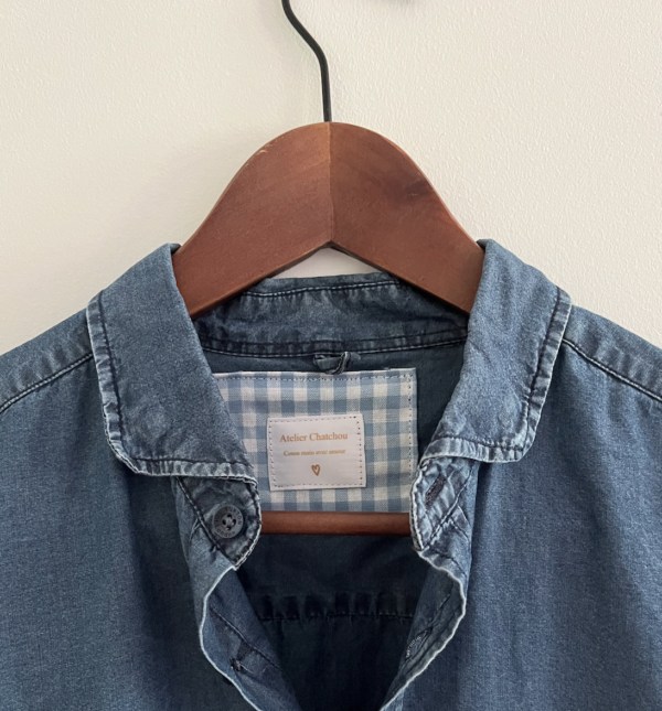 blouse en jean à volants